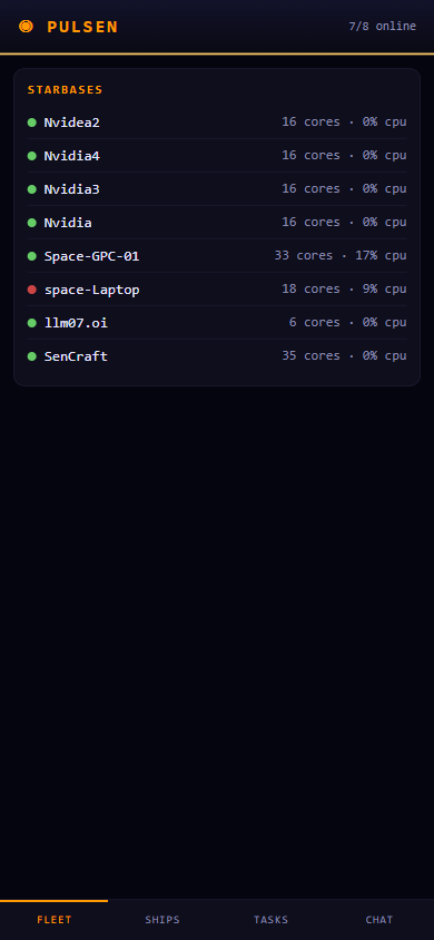 PulSen Craft mobile fleet list, same Core.